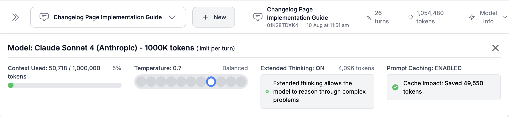 Detailed Model Information Panel