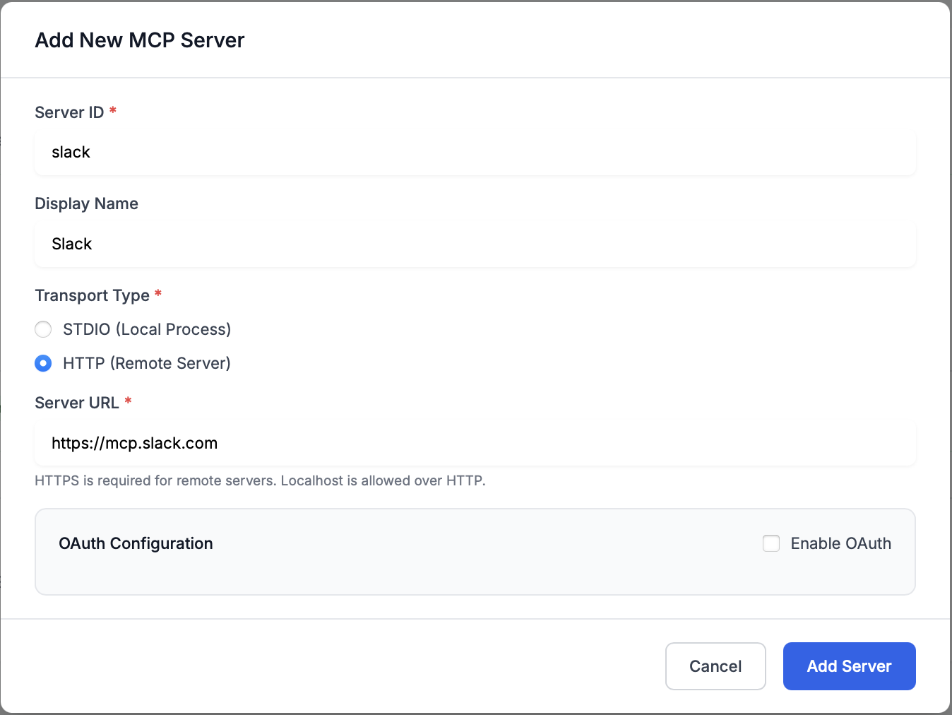 Remote MCP Server Configuration